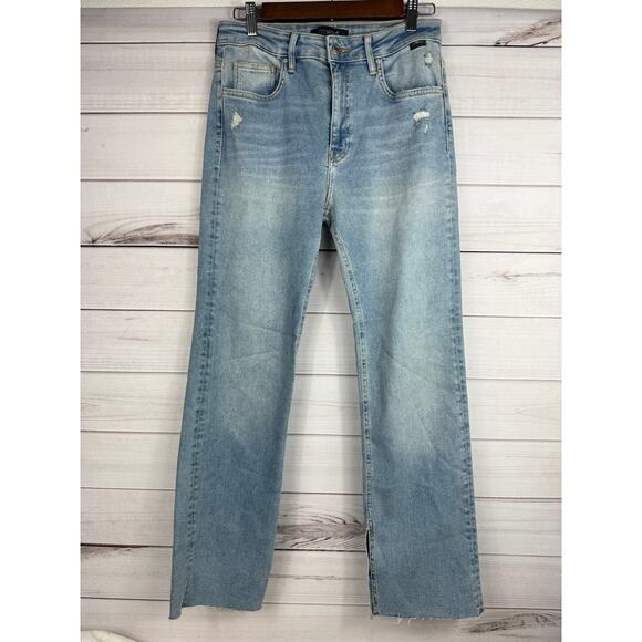 MAVI Maria Slit High Rise Flare Distressed Denim Jeans Womens 30 - Picture 1 of 9